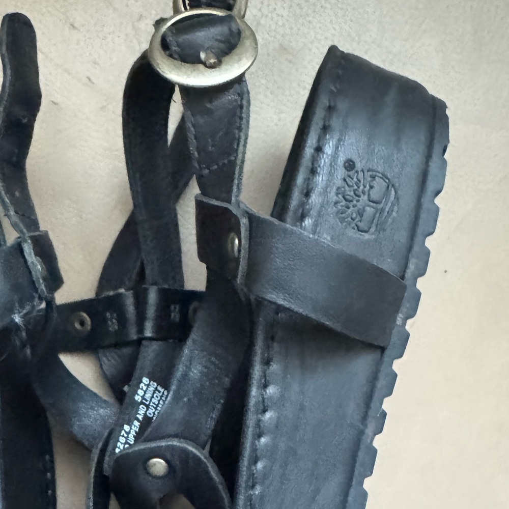 Timberland Black Leather Strapy Women’s Sandals Size 7 M - Picture 7 of 9